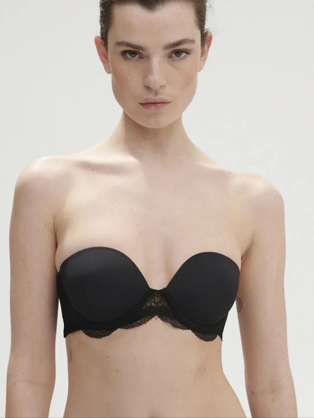 Simone Perele Karma Strapless Women's Black Lace Balconette Bra 34D